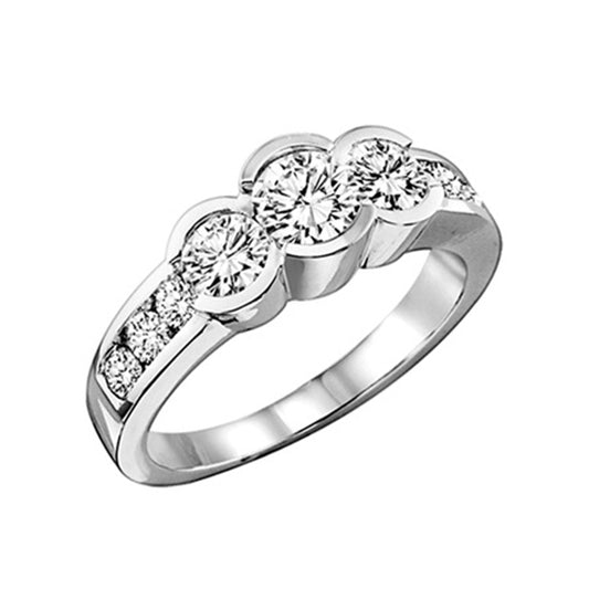 14K Diamond 9 Stones Ring 1/2 ctw