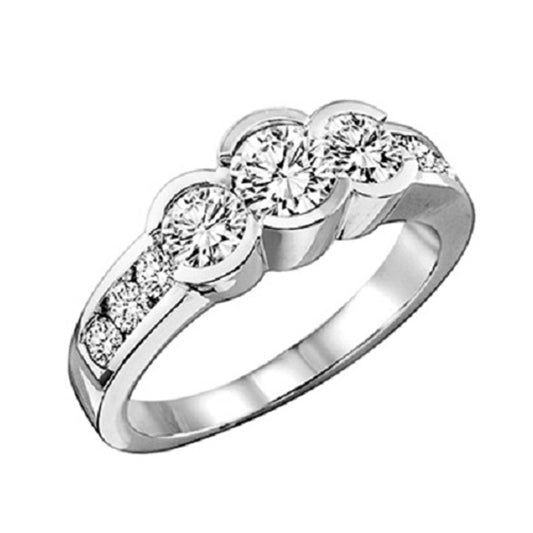 14K Diamond 9 Stones Ring 1 ctw