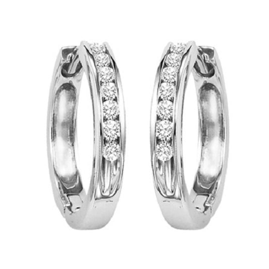 14K Diamond Channel Set Earrings 1/4 ctw