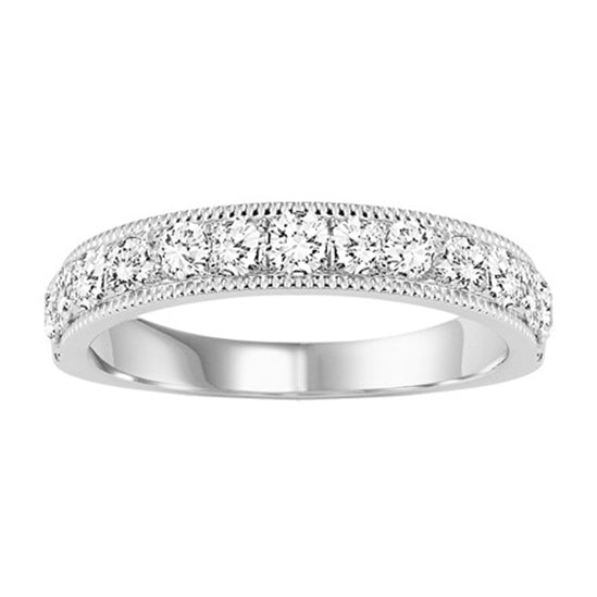 14K Round Diamond Milgrain Overture Band 1 ctw