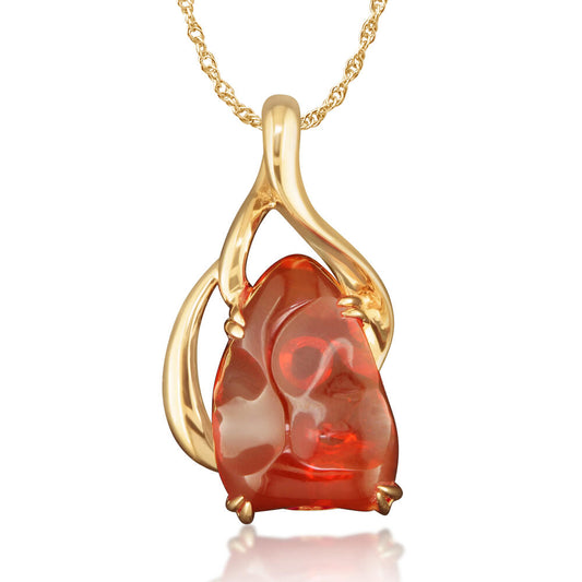 14K Yellow Gold Fire Opal Pendant