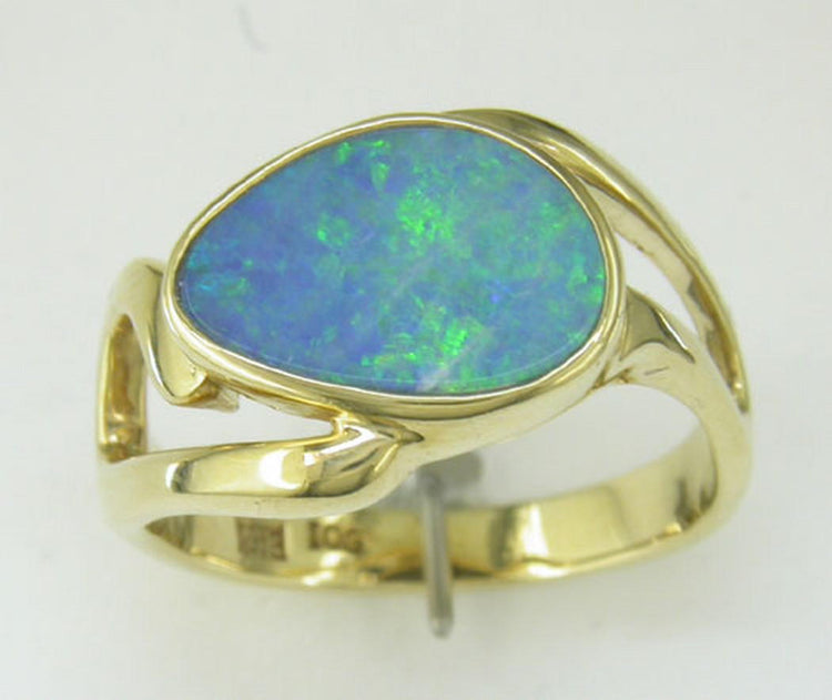 14K Gold Fling Mk Australian Opal Doublet Ring