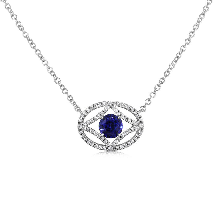 14K White Gold Sapphire/Diamond Neckpiece