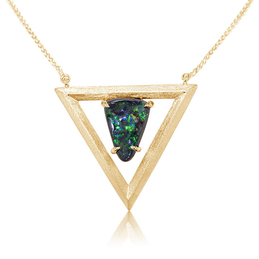 14K Yellow Gold Australian Boulder Opal Neckpiece