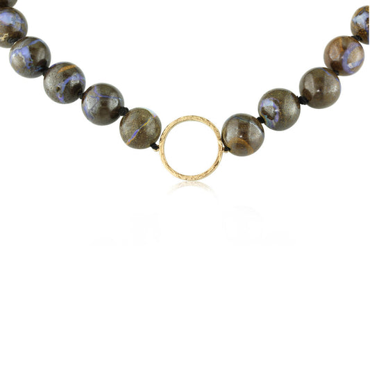 14K Yellow Gold Boulder Opal Bead (36 Pieces) Neckpiece