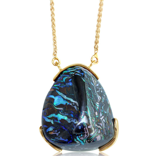 14K Yellow Gold Australian Boulder Opal Neckpiece