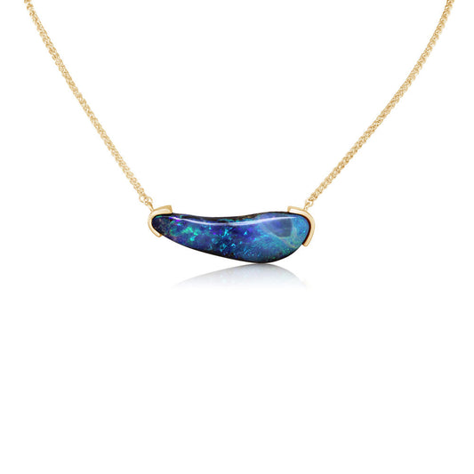 14K Yellow Gold Australian Boulder Opal Neckpiece