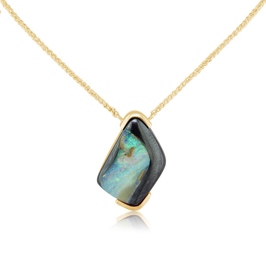 14K Yellow Gold Australian Boulder Opal Neckpiece