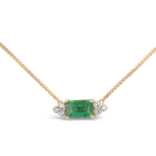 14K Yellow Gold Emerald/Diamond Neckpiece