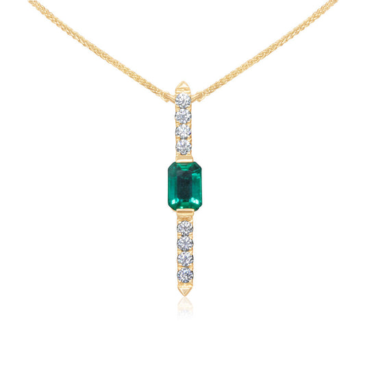 14K Yellow Gold Emerald/Diamond Neckpiece