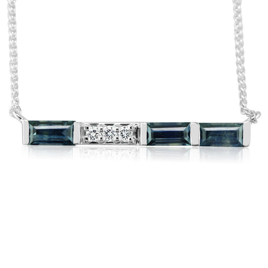 14K White Gold Montana Sapphire/Diamond Neckpiece