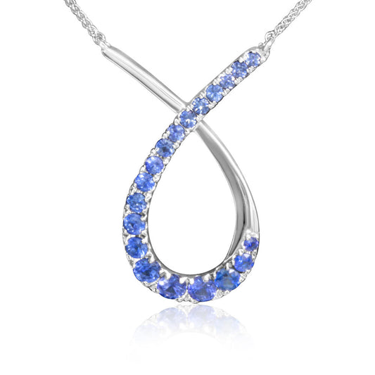 14K White Gold Graduated Blue Sapphire Neckpiece