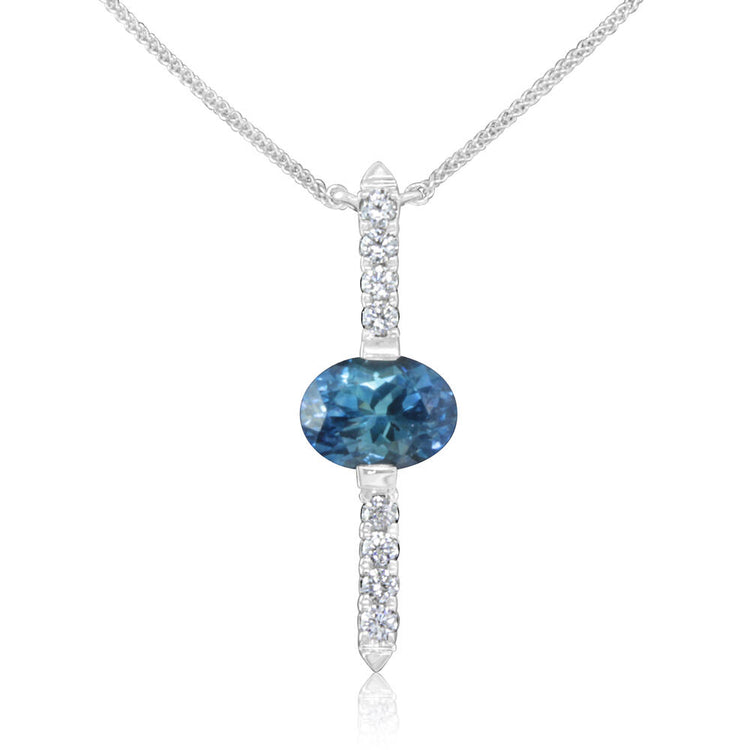 14K White Gold Montana Sapphire/Diamond Neckpiece