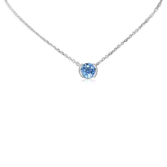 14K White Gold Blue Topaz Neckpiece