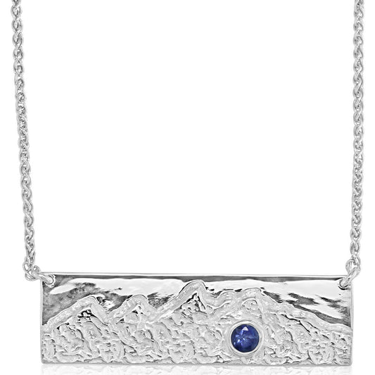 Sterling Silver Mountain Bar Montana Sapphire Neckpiece(1-Stone)