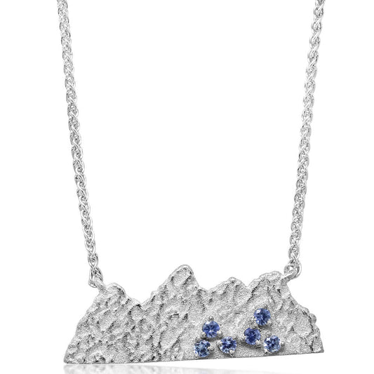 Sterling Silver Double Mountain Montana Sapphire Neckpiece