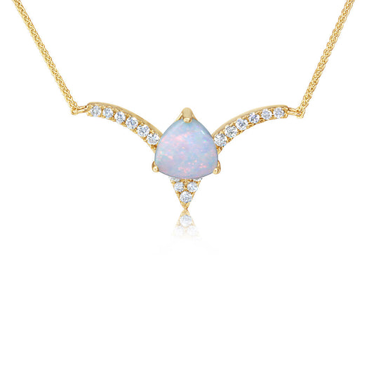 14K Yellow Gold Australian Opal/Diamond Neckpiece