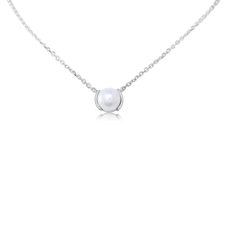 14K White Gold Freshwater Cultured Pearl Neckpiece