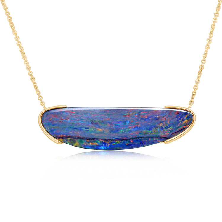 14K Yellow Gold Australian Opal Doublet Neckpiece