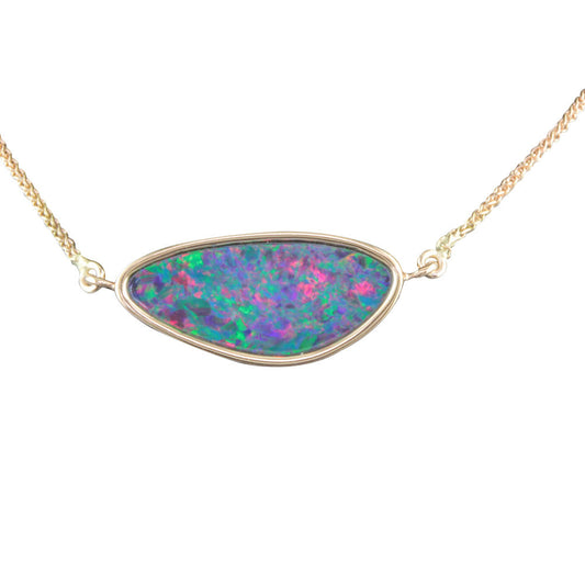 14K Rose Gold Australian Opal Doublet Neckpiece