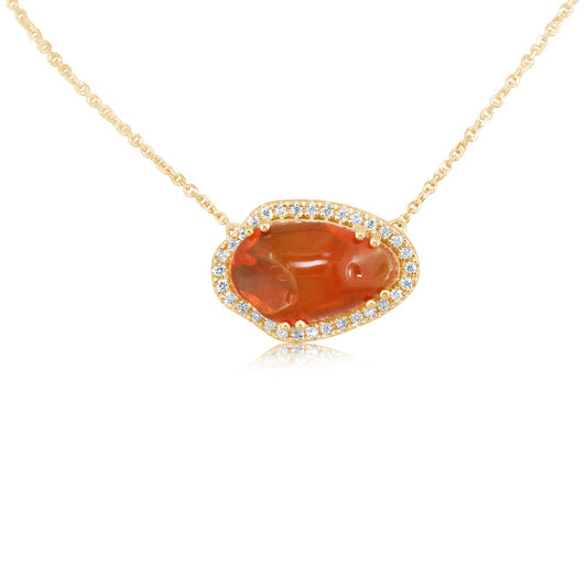 14K Yellow Gold Fire Opal/Diamond Neckpiece