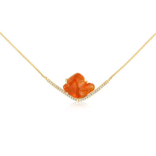 14K Yellow Gold Mexican Fire Opal/Diamond Neckpiece