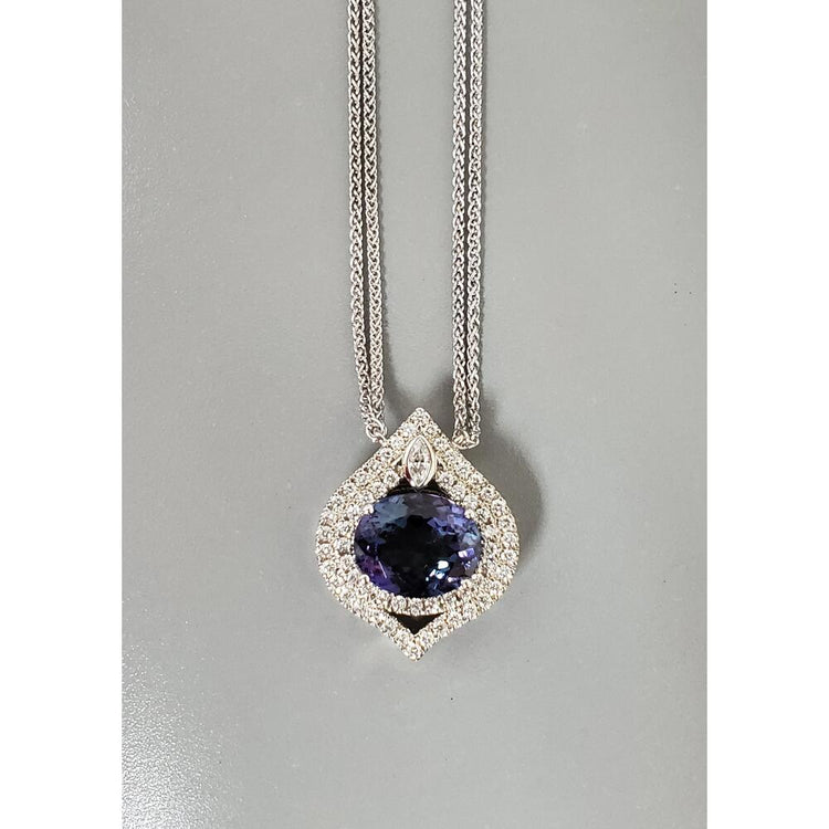 14K White Gold Peacock Tanzanite/Diamond Neckpiece