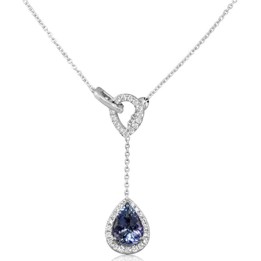 14K White Gold Peacock Tanzanite/Diamond Neckpiece