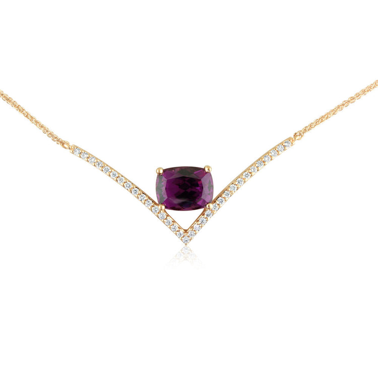 14K Rose Gold Purple Garnet/Diamond Neckpiece