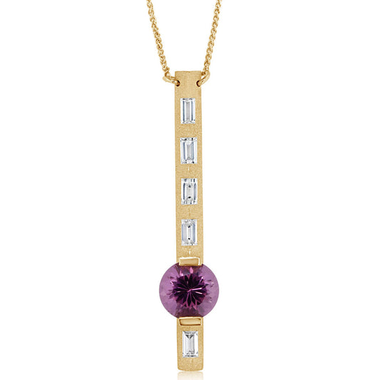 14K Yellow Gold Purple Garnet/Diamond Neckpiece