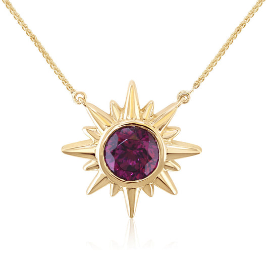 14K Yellow Gold Purple Garnet Neckpiece