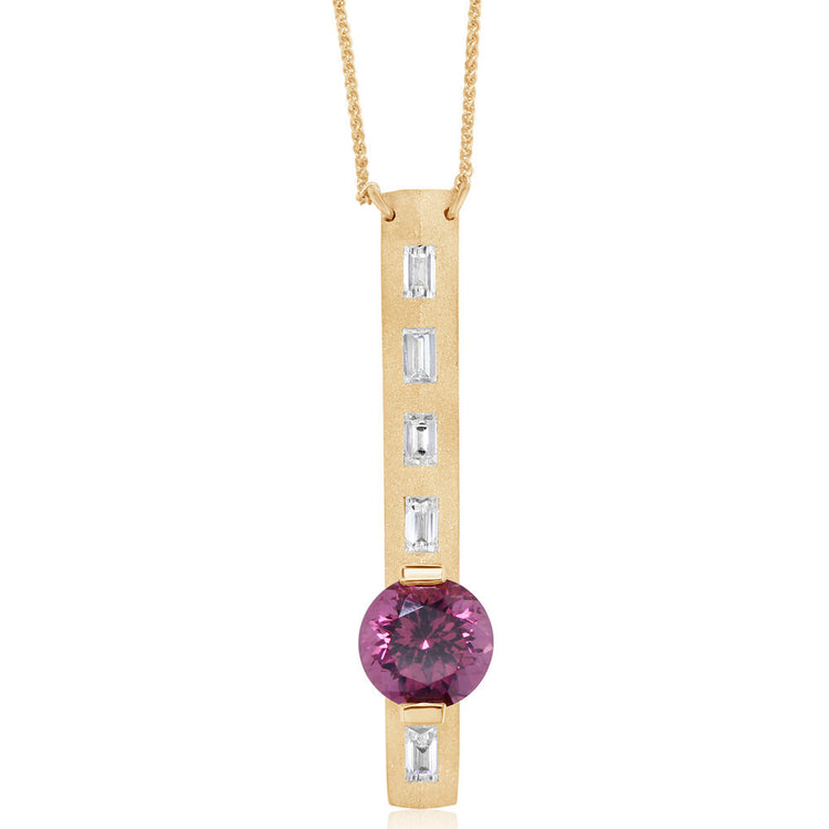 14K Yellow Gold Purple Garnet/Diamond Neckpiece