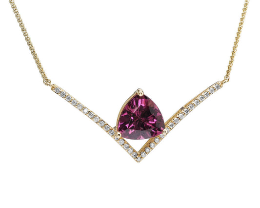 14K Yellow Gold Purple Garnet/Diamond Neckpiece