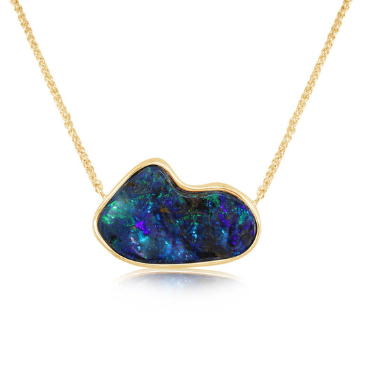 14K Yellow Gold Australian Boulder Opal Neckpiece