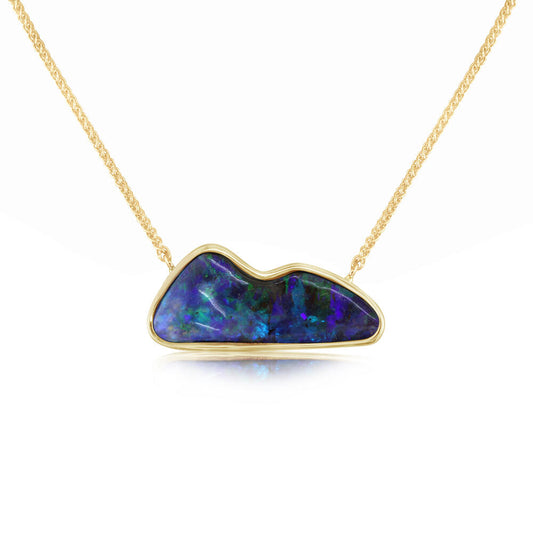 14K Yellow Gold Australian Boulder Opal Pendant