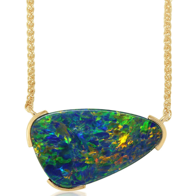 14K Yellow Gold Australian Opal Doublet Neckpiece