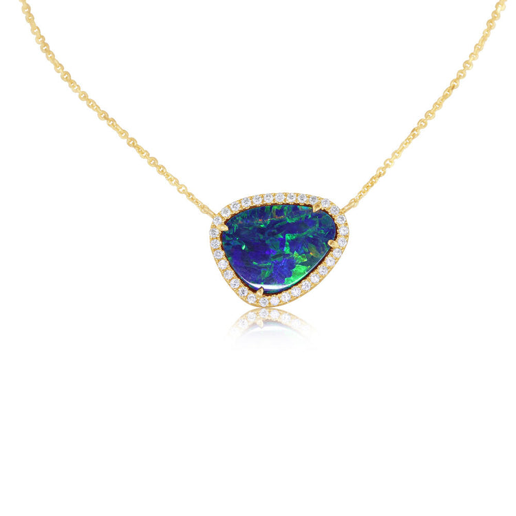 14K Yellow Gold Australian Opal/Diamond Neckpiece