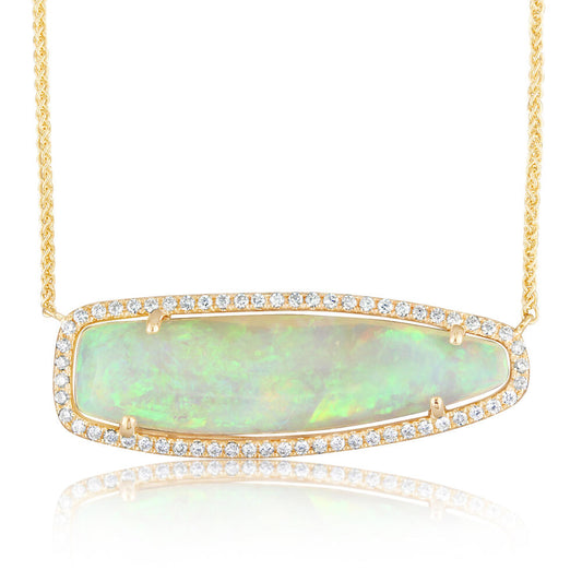 14K Yellow Gold Australian Opal/Diamond Neckpiece