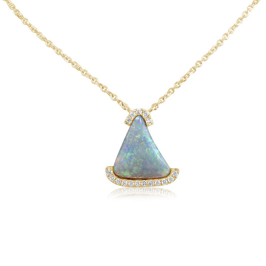 14K Yellow Gold Australian Opal/Diamond Neckpiece