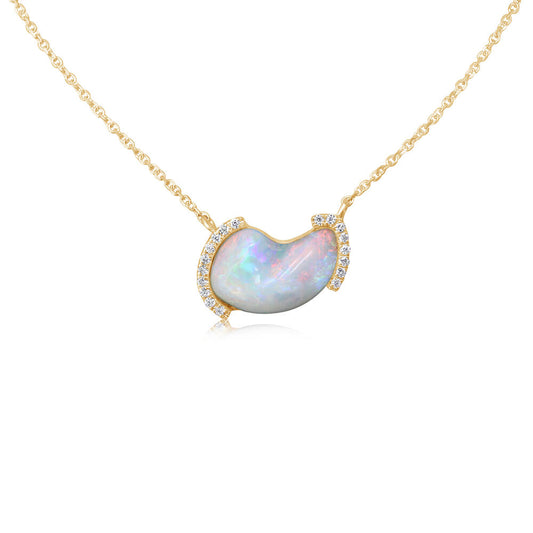 14K Yellow Gold Australian Opal/Diamond Neckpiece