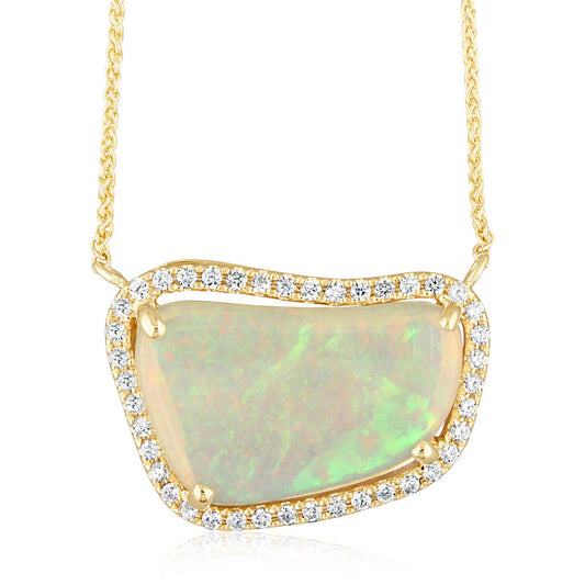 14K Yellow Gold Brazilian Opal/Diamond Neckpiece