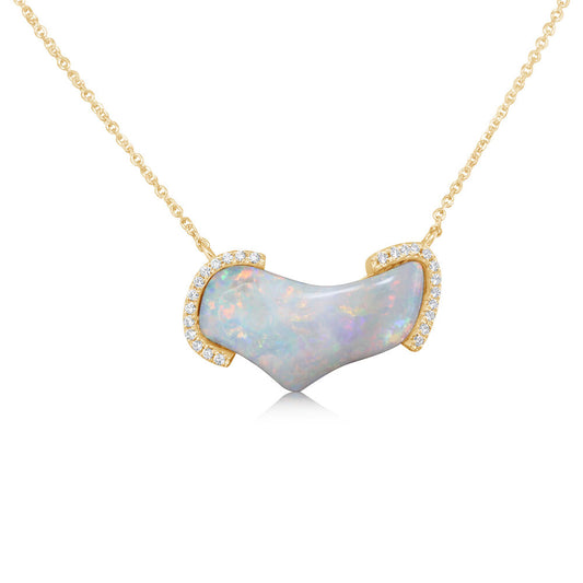 14K Yellow Gold Australian Opal/Diamond Neckpiece