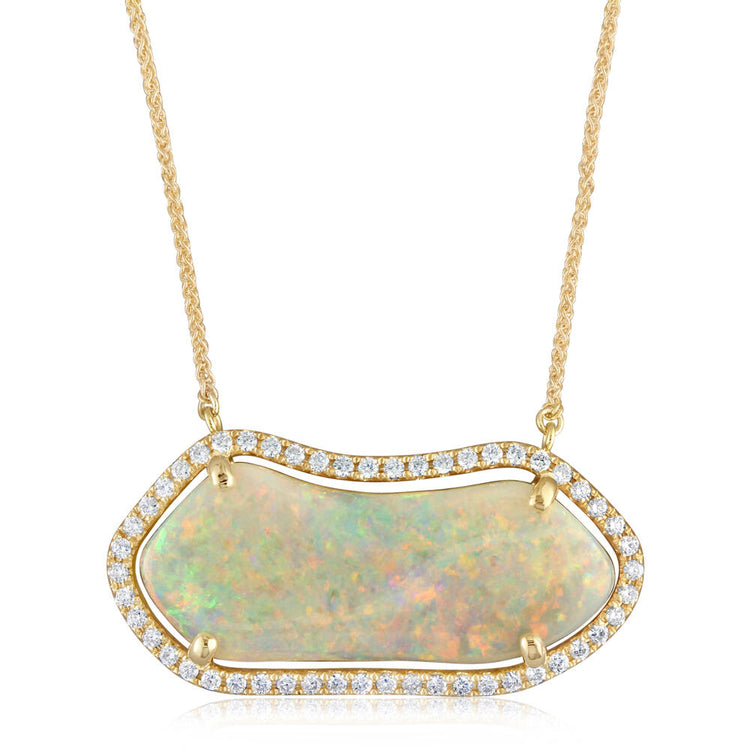 14K Yellow Gold Australian Opal/Diamond Neckpiece