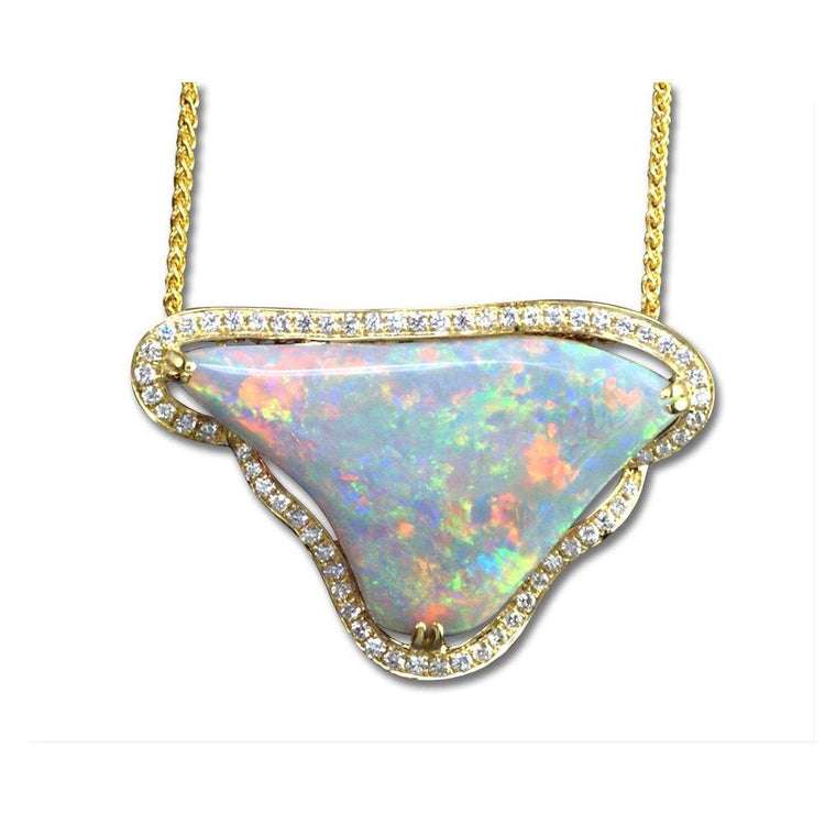 18K Yellow Gold Australian Opal/Diamond Neckpiece