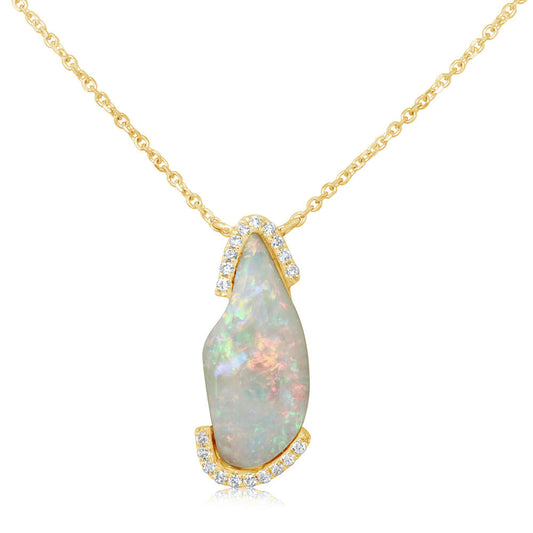 14K Yellow Gold Australian Opal/Diamond Neckpiece