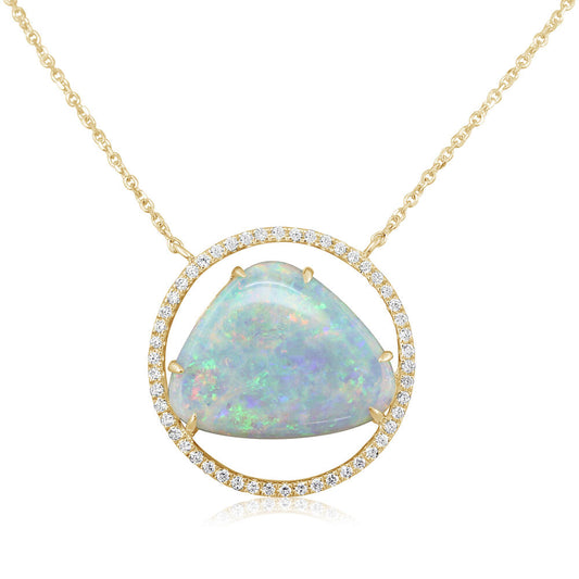 14K Yellow Gold Australian Opal/Diamond Neckpiece