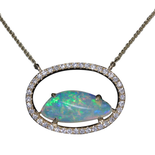 14K Yellow Gold Australian Opal/Diamond Neckpiece