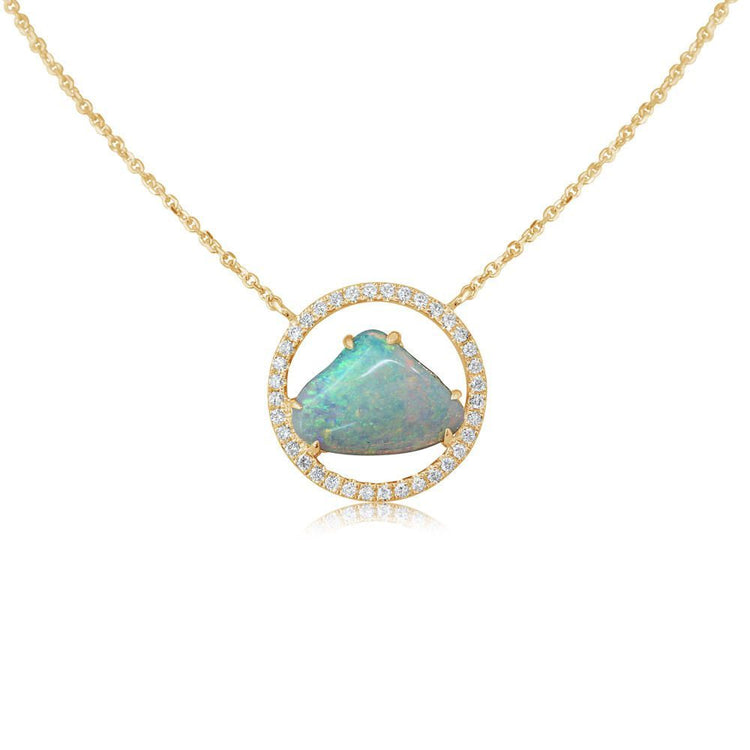 14K Yellow Gold Australian Opal/Diamond Neckpiece