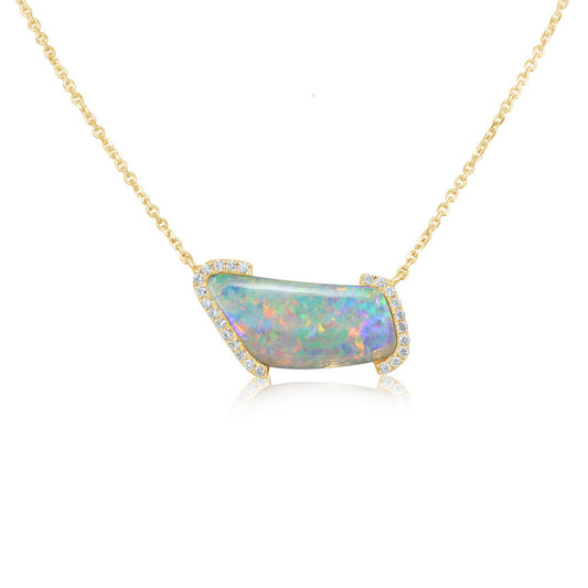 14K Yellow Gold Australian Opal/Diamond Neckpiece