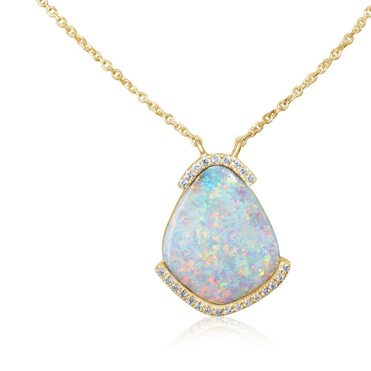 14K Yellow Gold Australian Opal/Diamond Neckpiece